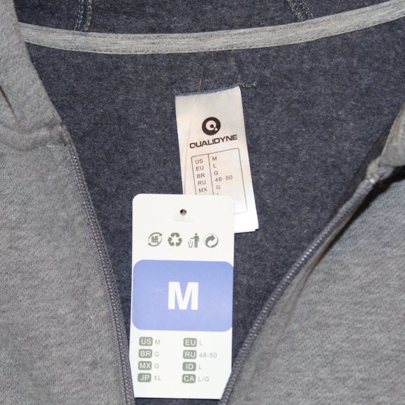 QUALIDYNE GREY Zip Up Sweatshirt Size M NWT - Picture 2 of 3